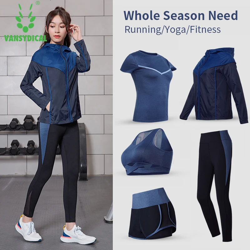 VANSYDICAL Набор для йоги женщин компрессионный бега фитнеса спортивная одежда