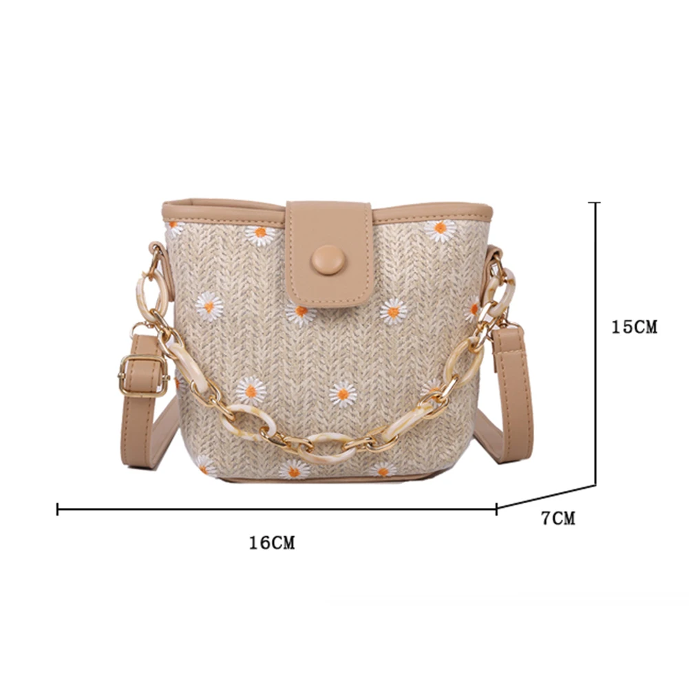 

Quadrilateral Mulit Style Woven+PU Handbag Women Summer Rattan Bag Handmade Woven Beach Circle Bohemia Shoulder Bag