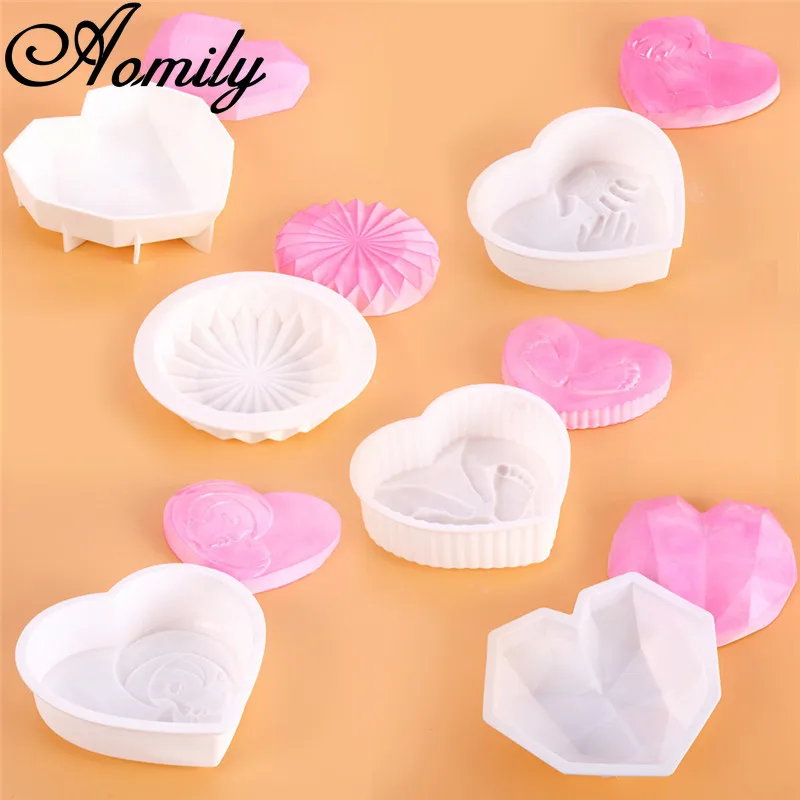 

Aomily Heart Mold Cake Decoration Baking Pastry Chocolate Candy Jelly Cake Mould Kitchen Silicone Mold Baking Accessories