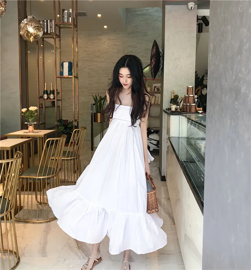 

Sweet Back Hollow Out Tied Belt Bow Solid Color Summer New Back Dress 2020 New Sexy Female Lazy Wind Vestidos