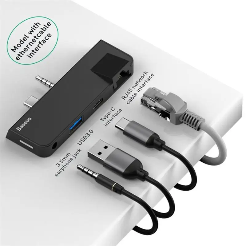Baseus USB3.0 концентратор для поверхности Go тип-c аудио к сети RJ45 USB3.0-A тип-c аудио интерфейс для microsoft Surface Go hab