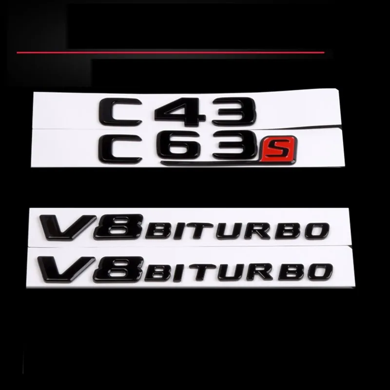 

Gloss Black 3D Emblems for Mercedes Benz W204 W205 C63 W212 W213 E63 W222 S63 G55 A45 G63 AMG 4MATIC V8 BITURBO