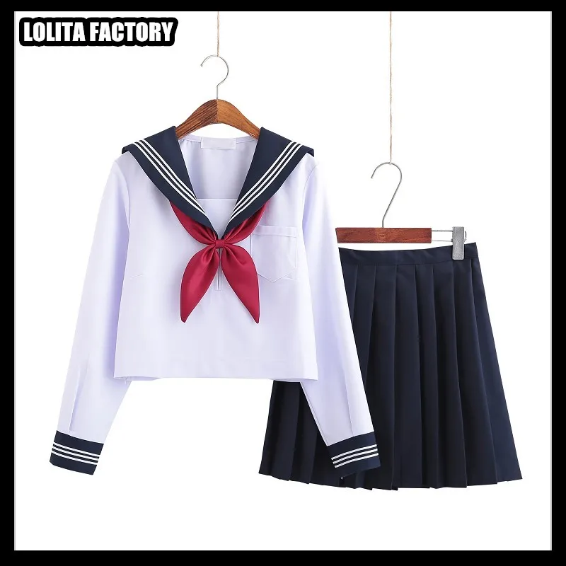 Школьные платья для девочек белая рубашка с галстуком костюм моряка длинными