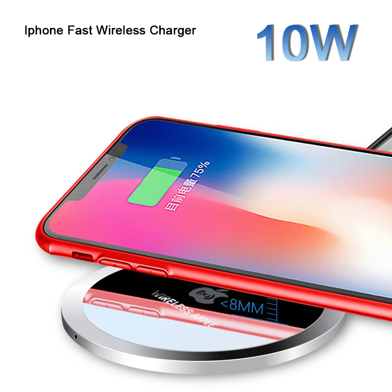

Быстрое беспроводное зарядное устройство Qi 10 Вт для iPhone 11 Pro XS Max XR 8X8 Plus, для Samsung Galaxy S10 S9 + Note 9 xiaomi, зарядный коврик USB Qi