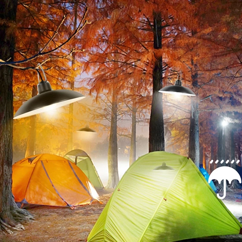 

Solar Pendant Light IP65 Waterproof Double Head Outdoor Indoor Solar Lamp with Cable Suitable for Courtyard, Garden, Indoor Etc
