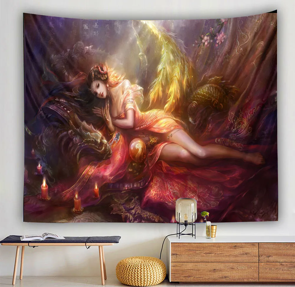 

Anime game character beautiful angel female tapestry male and female dormitory bedroom background wall can be customized style p