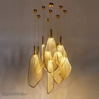 modern fan shape led pendant lights personality parlor pendant lamp bedroom restaurant hanging lamp home art decor luminaire