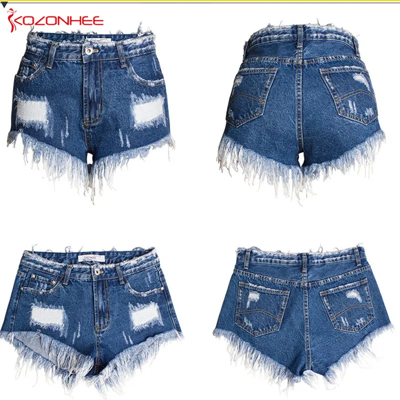 Loose Tassel Ripped Denim Shorts Women with Mid Waist Sexy Thin Jeans for girls Distressed #76 | Женская одежда