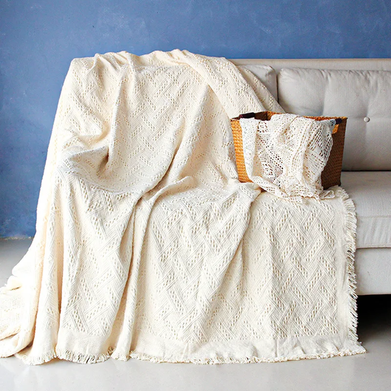 

Super Soft Knitted Throw Blanket Camping Picnic Blankets with Tassel Decorative Sofa Bed Throw Blanket
