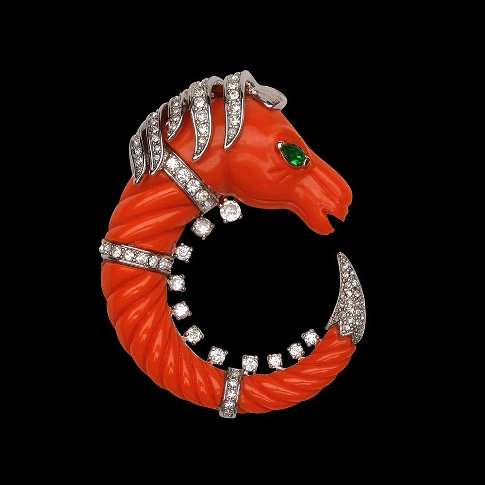 

Amorita Boutique Copper Zircon Kingdom Seahorse brooch