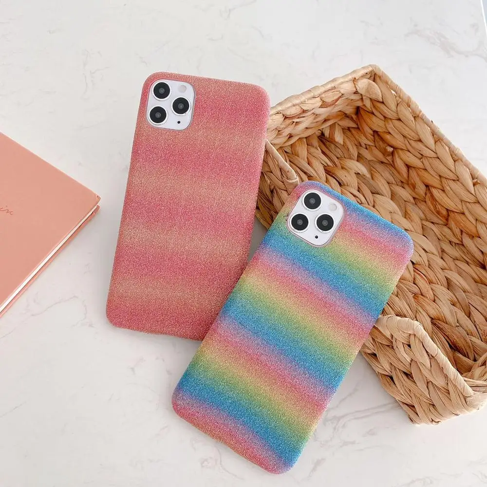 

Colorful rainbow mobile phone case is suitable for iphone11 gradient 6p net red 7plus personality 8p luxury female xsmax glitter