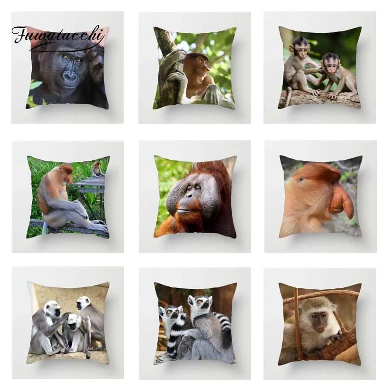 Чехлы на подушки с животными Fuwatacchi Wild Proboscis Monkey раскрашенные диванные чехол для
