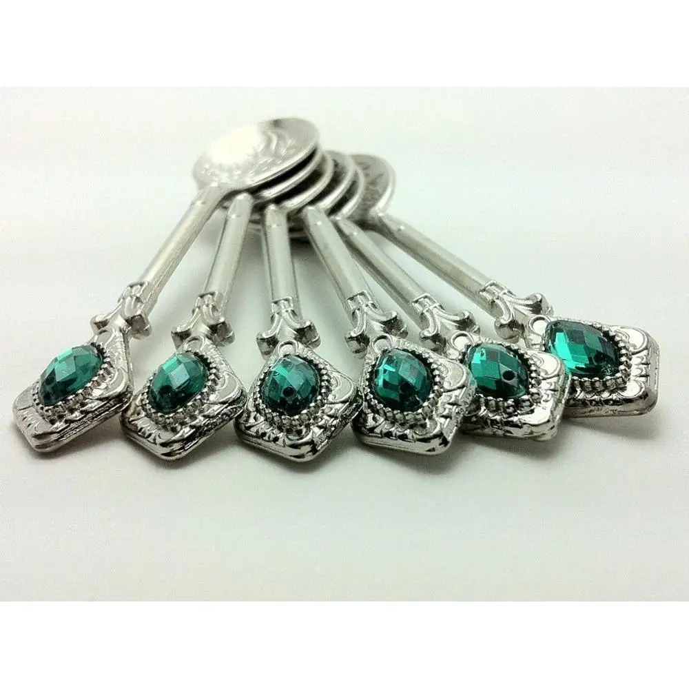 Чайные ложки 6 шт. декоративные подарочные Кристаллы Красочный античный вид