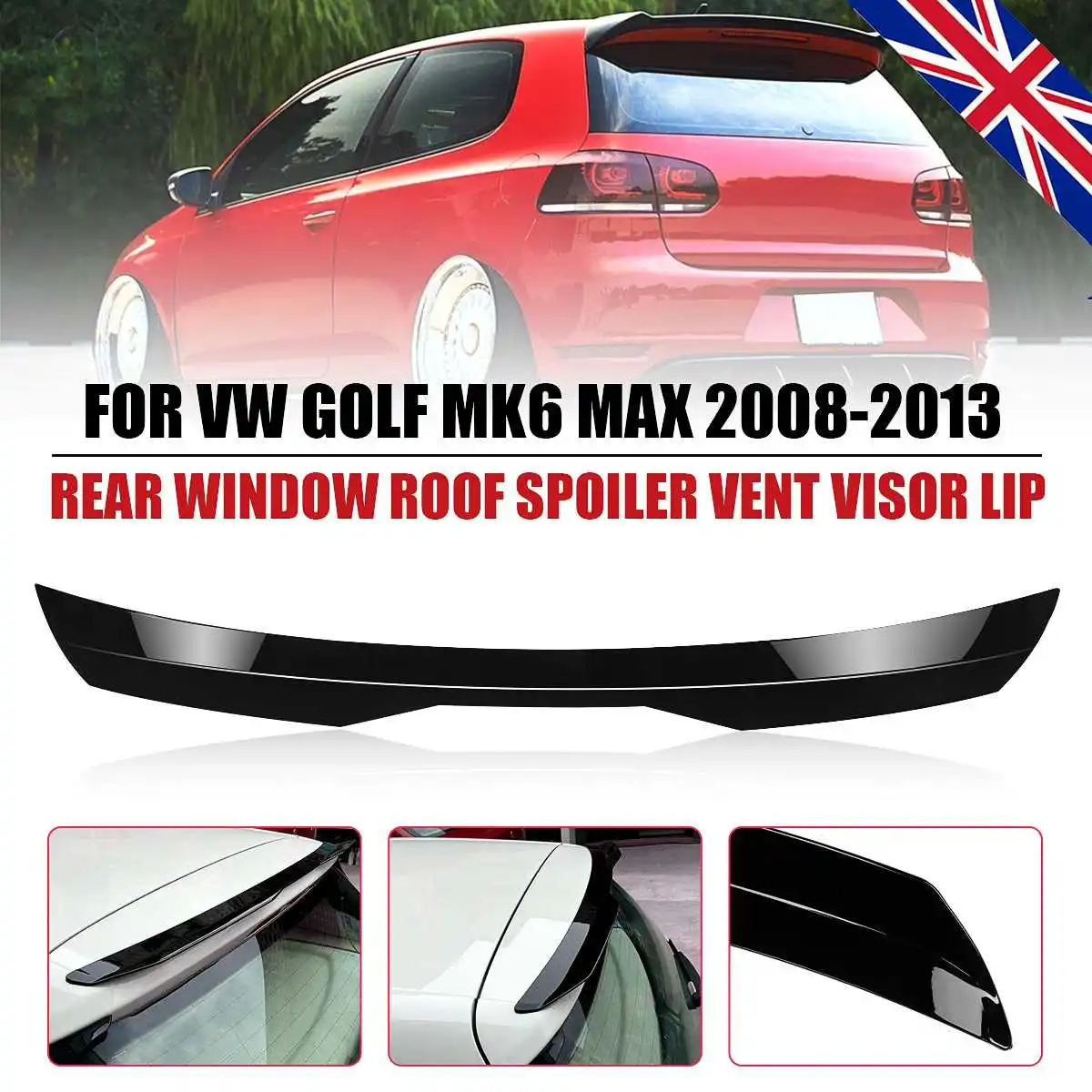 

Задний спойлер на крышу для VW Golf MK6 MAX 2008-2013, солнцезащитный козырек от дождя, вентиляционный козырек, глянцевый черный