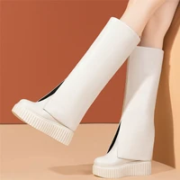 high heel fashion sneakers women genuine leather wedges thigh high snow boots female winter platform pumps shoes casual shoes