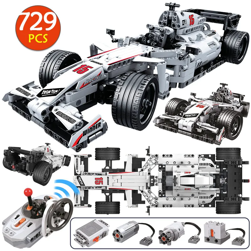 

729pcs City Technical Electric Remote Control RC Racing Car Building Blocks Compatible Sports Car Bricks Toys For Boys