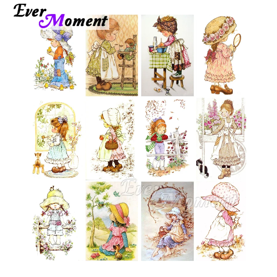 

Ever Moment Diamond Painting Kit Diamond Embroidery Little Girl Cartoon Mosaic Cross Stitch 5D DIY Full Square ASF2311