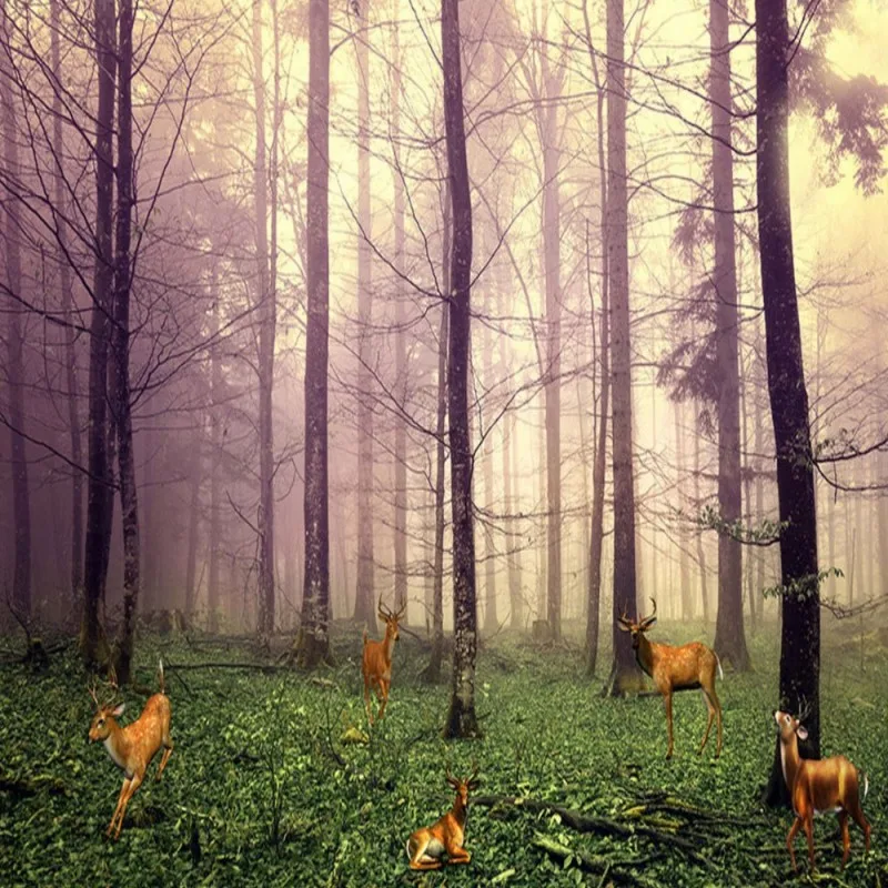 Прямая поставка лес обои зеленые леса пейзаж для кровати комнаты Настенные