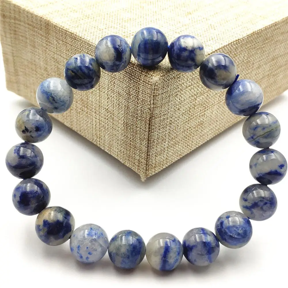 Круглый браслет из 100% натурального синего дюмортиерита кварца рутилированного