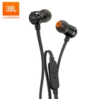 Проводные стереонаушники JBL T290 3,5 мм, Спортивная Музыкальная гарнитура с чистыми басами, 1-кнопочный пульт дистанционного управления, гарнитура с микрофоном для iPhone, Android