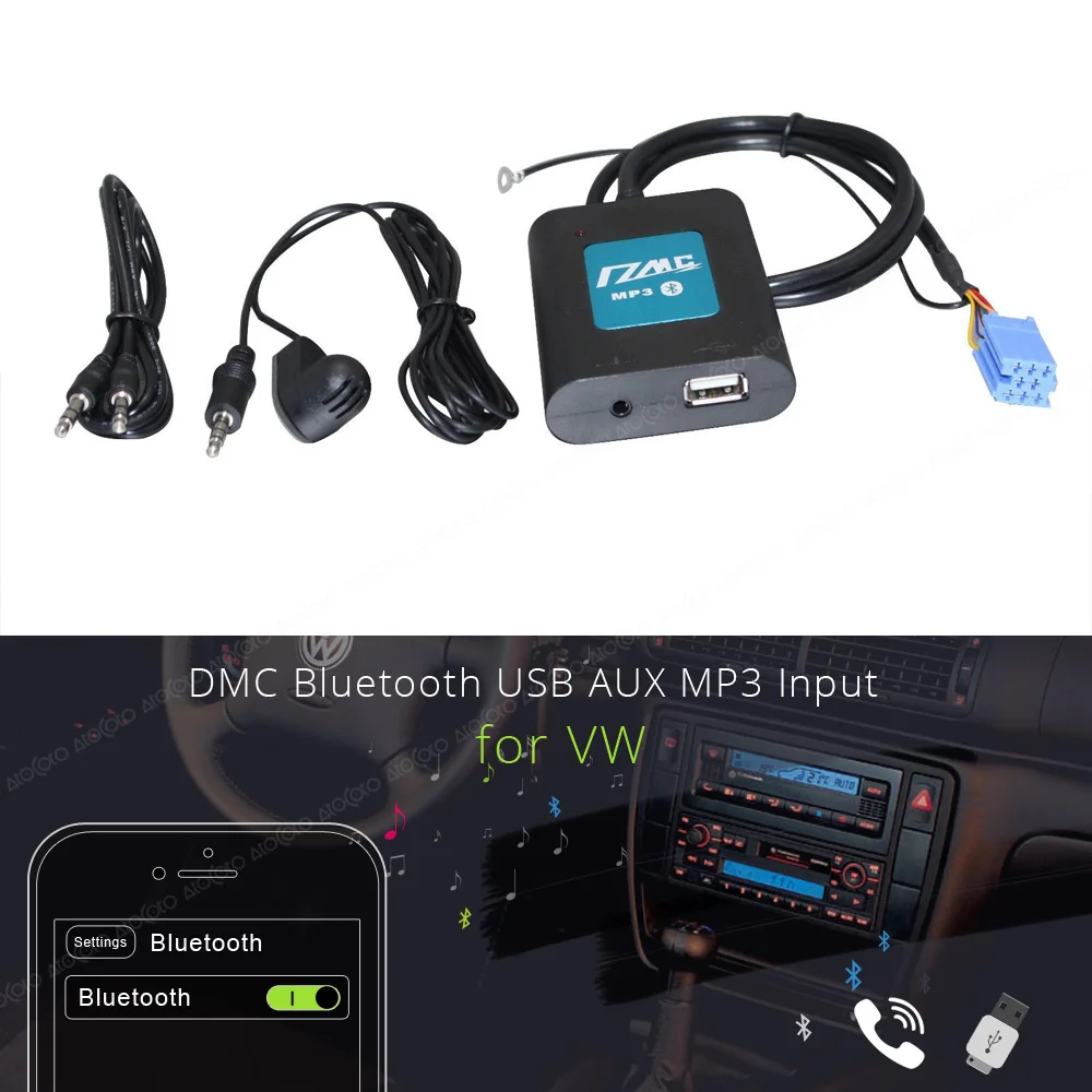 Автомобильный DMC Bluetooth USB цифровой музыки чейнджер AUX 12-контактный адаптер Интерфейс для VW Audi Skoda сиденья 8 pin радиоприёмник-MP3 аудио Вход