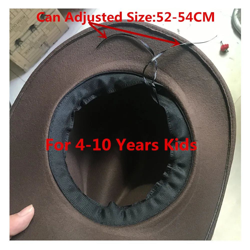 Крутая Детская шерстяная ажурная ковбойская шляпа в западном стиле с