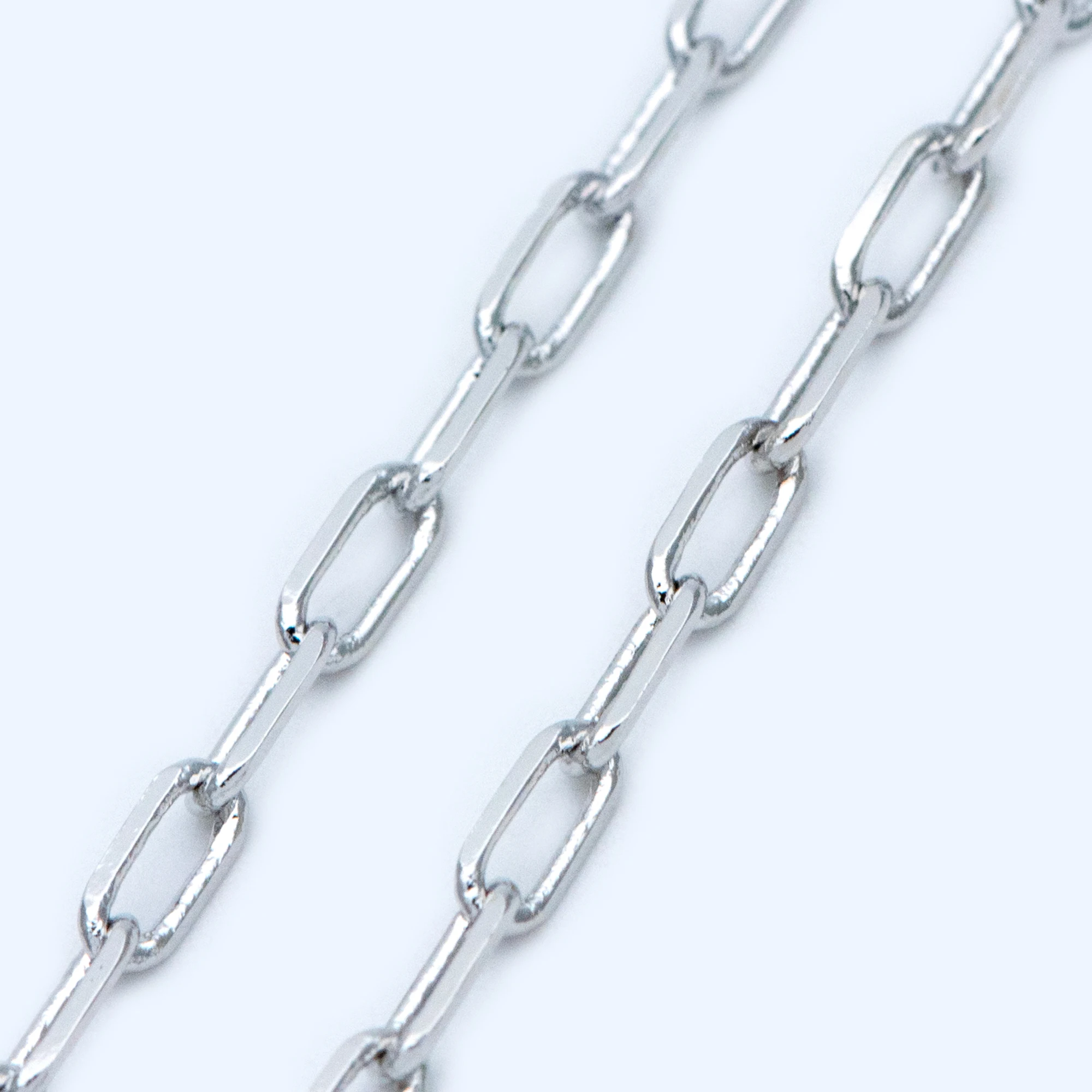 Rhodium Plated Brass Long Cable Chain, For Necklace Jewelry Making DIY Findings, Oval Link Size 2.7x6mm (#LK-358)/ 1 Meter