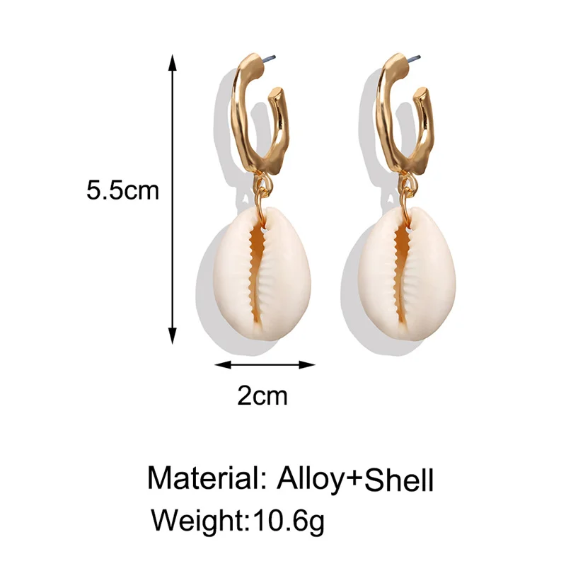 

Bohemia Natural Seashell Summer Earrings Gold Color Statement Dangle Earrings for Women Wedding Party Gifts Irregular Jewelry