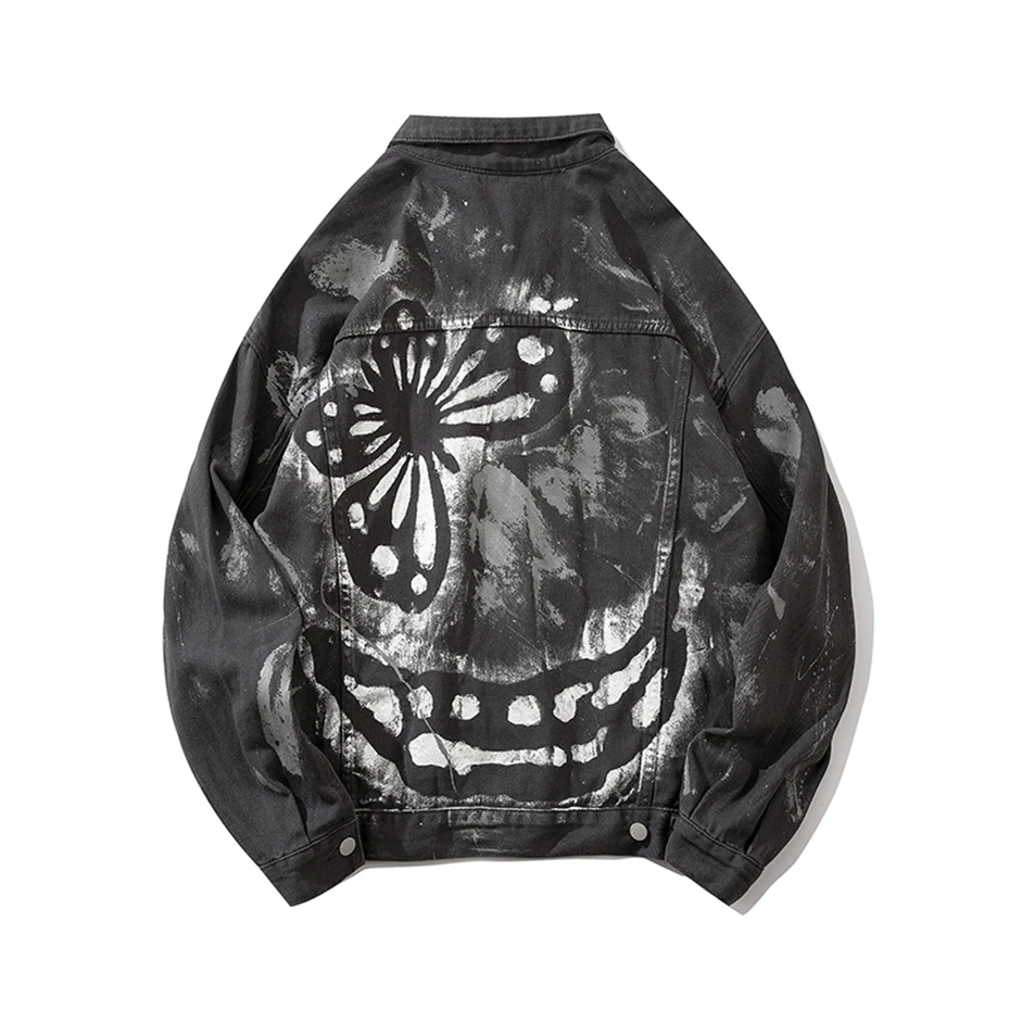 

Graffiti Print Butterfly Denim Jackets Streetwear 2020 Hip Hop Casual Punk Rock Jeans Jacket Coats Outwear Hipster Tops WQ175
