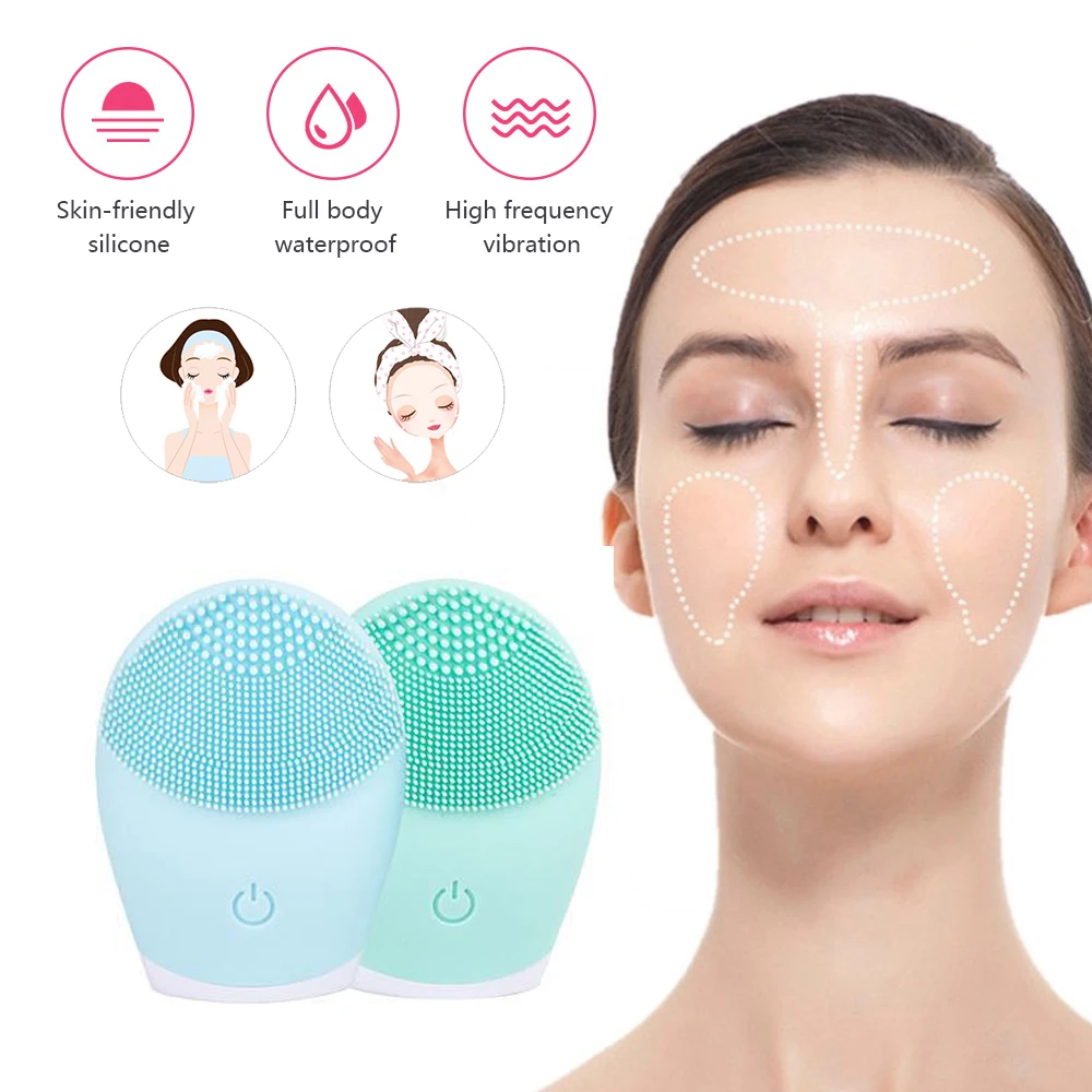 

2020 Silicone Face Cleansing Brush Facial Cleansing Tool Soft Deep Face Pore Cleanser Brush Mini Electric Massage Waterproof #RU