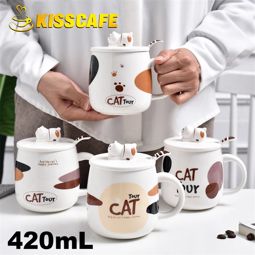 Креативная кофейная чашка с милым котом керамическая кружка для завтрака молока