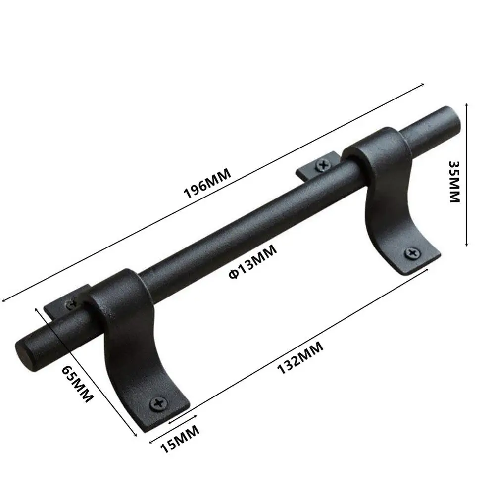 BA013-196mm Раздвижная дверная ручка сарая комплект сверхмощный Большой вытяжной и смывной набор из углеродной стали Винтажный стиль раздвижные ворота для дома отеля - Цвет: BA013-196mm