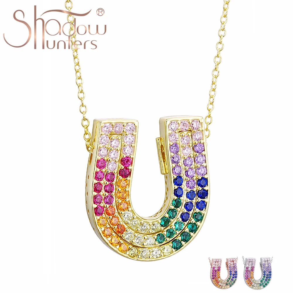 

SHADOWHUNTERS Original 925 Sterling Silver Horseshoe Pendant Necklaces For Men Trendy 925 Rainbow U Chain Necklace Men Jewelry