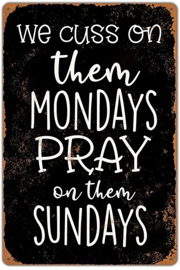 

Bless Pray Day Metal Tin Sign Church Room Cafe Home Decor Plate Mural