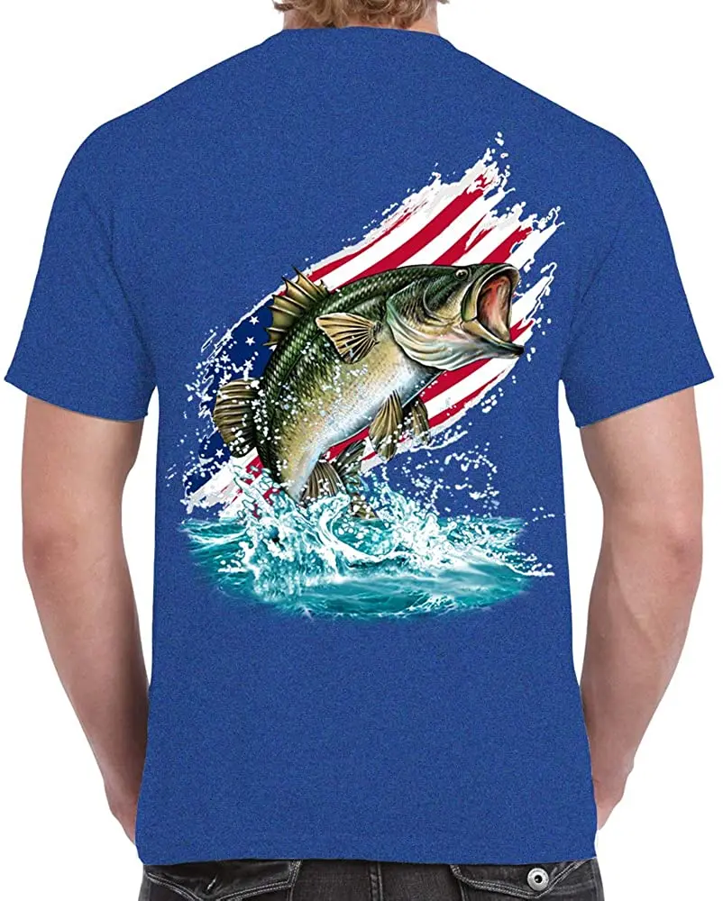 

Bass America Flag Fishing T-Shirt Summer Cotton Short Sleeve O-Neck Men's T Shirt New S-3XL