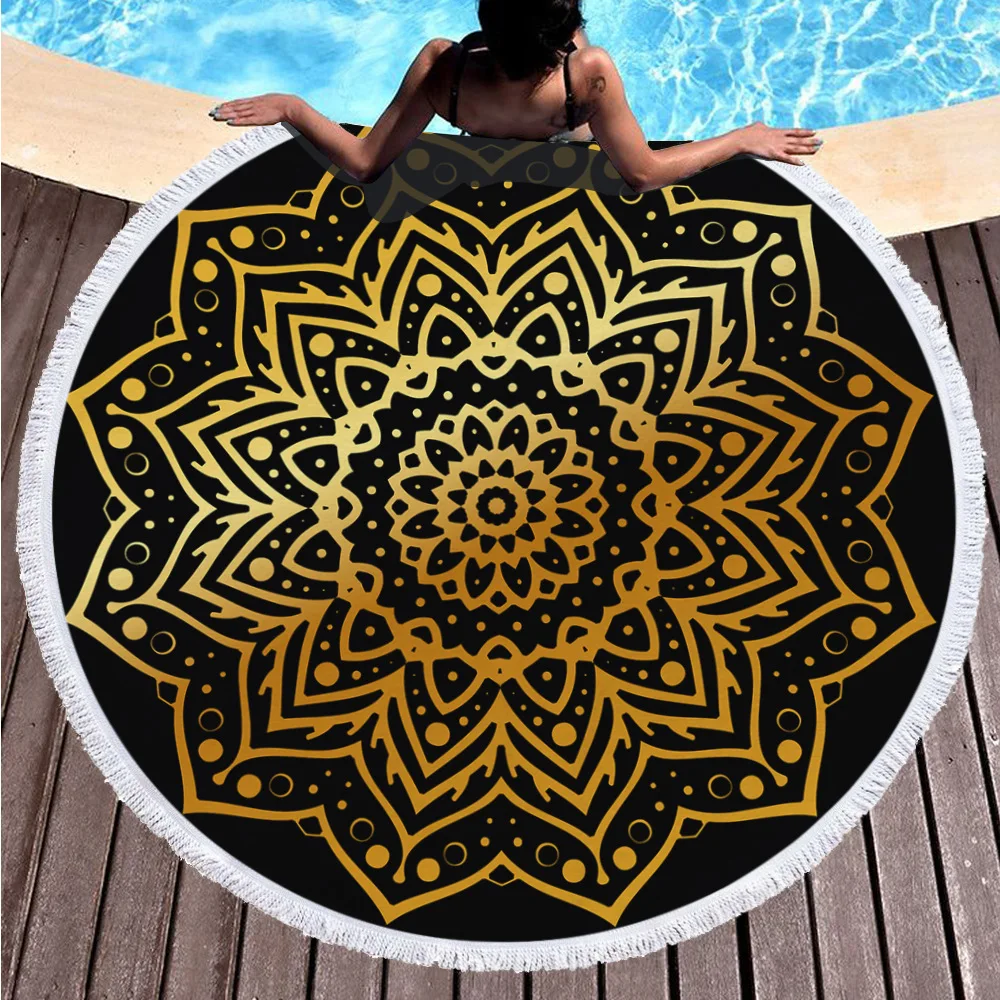 Пляжное полотенце s напечатанное черное геометрическое пляжное из микрофибры