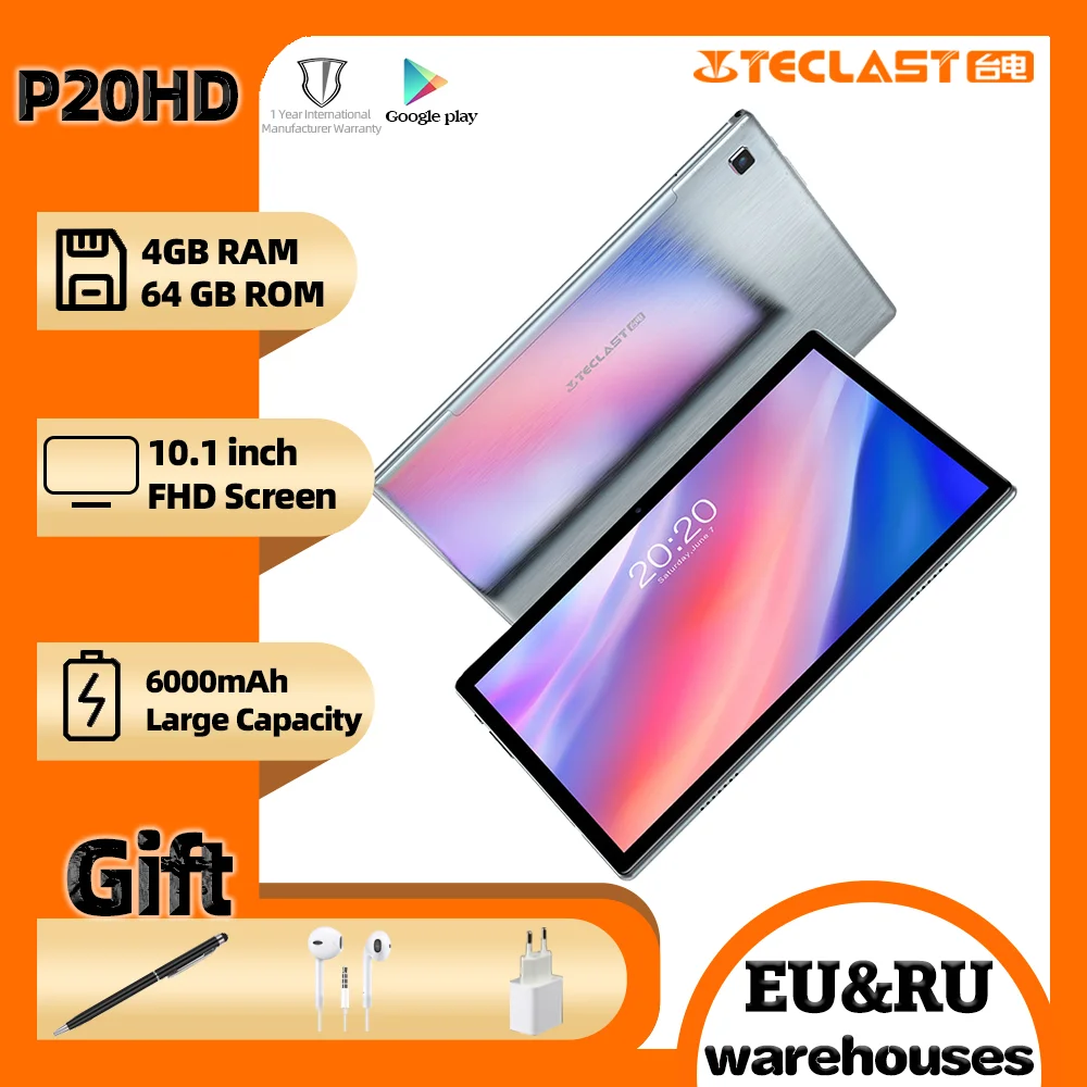 

Teclast P20HD Tablet 10.1" Octa Core Android10 1920x1200 SC9863A 4GB RAM 64GB ROM 4G phone Call AI Speed-up Dual Wifi Tablets PC