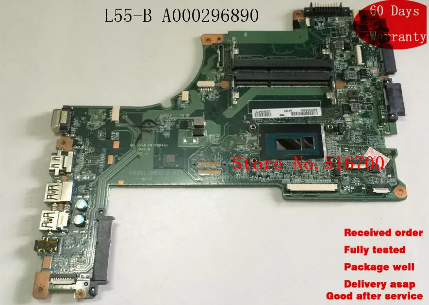 Материнская плата для ноутбука TOSHIBA Φ DA0BLIMB6F0 a000296890. Рабочая и полностью