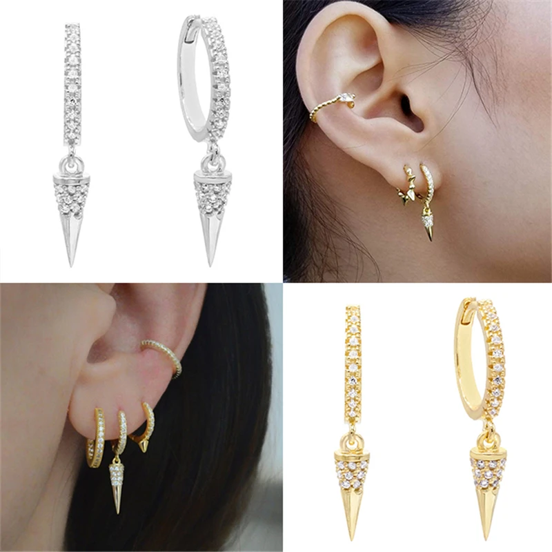 

Aide Women's Earrings 925 Sterling Silver Earring Rainbow Cross Huggie Hoop Earring Bee Lighting Drop Pendientes Brincos Jewelry