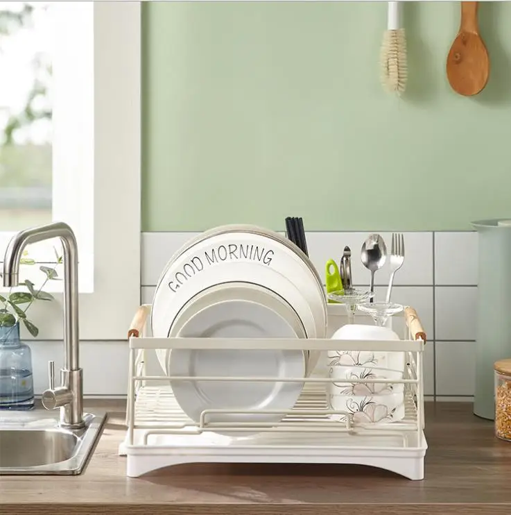 Кухонная дренажный поддон стеллаж для хранения посуды из нержавеющей стали