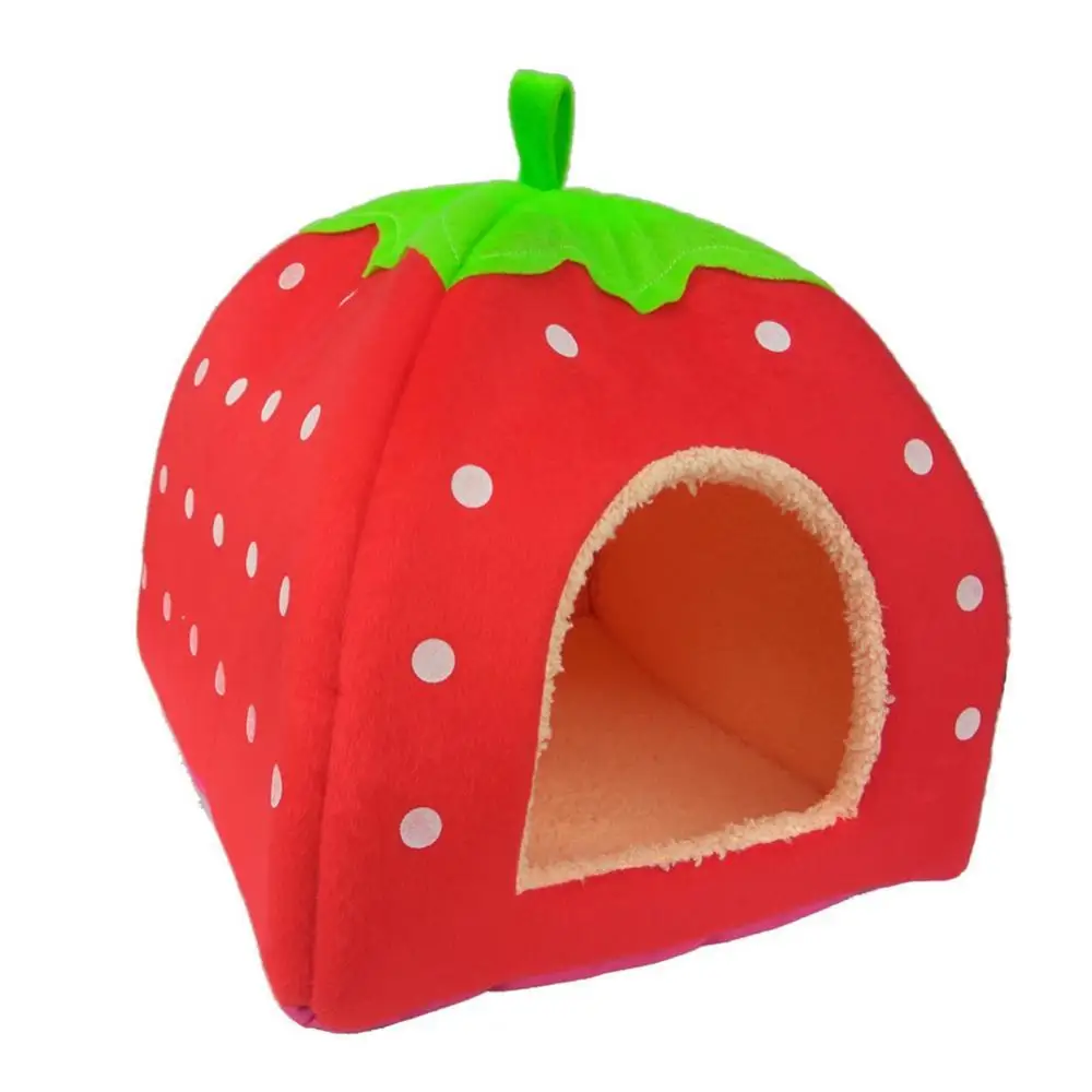 

40%HOTStrawberry Dog Puppy Cats Indoor Foldable Soft Warm Bed Pet House Kennel Tent