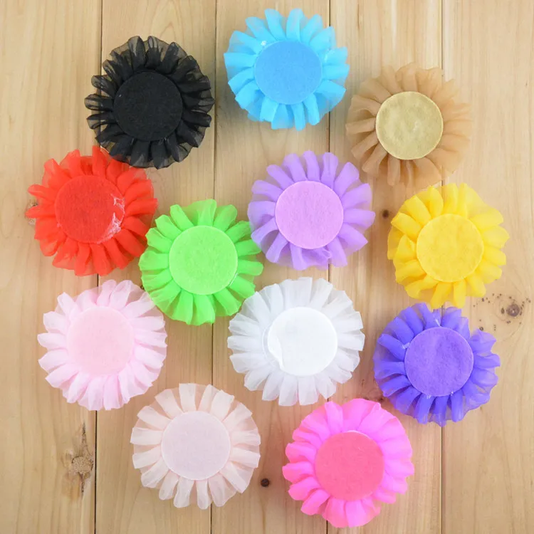

Yundfly 10pcs 9cm Fabric Flower without Clip For Baby Girls Hair Accessories Rose Hair Flowers Craft DIY