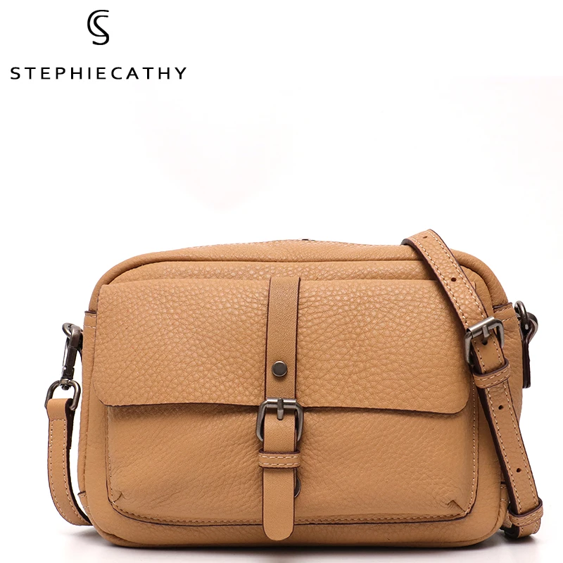 

SC Vintage Style Women's Genuine Leather Shoulder Bag Luxury Flap Satchel Lady Soft Casual Crossbody Purse Female Messenger Bags