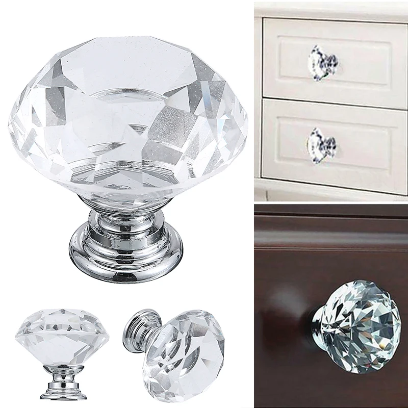 1 шт. 30 мм алмазные дверные ручки форма Хрустальные стеклянные Фурнитура для