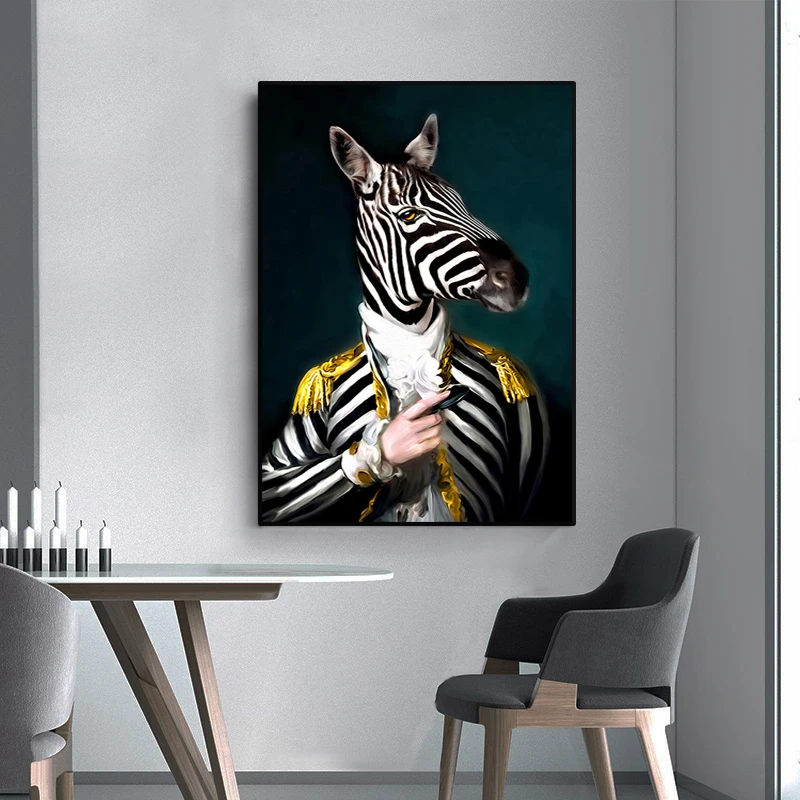 Horse Gentleman Canvas Wall Art Animal Cosplay Oil Painting Print Poster Modern Bedroom Decor Creativity Decorative Picture | Дом и сад