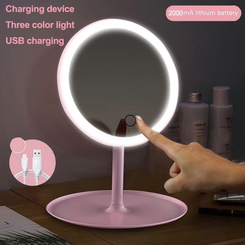 Зеркало для макияжа, Led, сенсорный экран, зеркало, стоячие зеркала, настольные зеркала, косметическое зеркало с подсветкой, макияж, Miroir - Цвет: 3 light charge 02