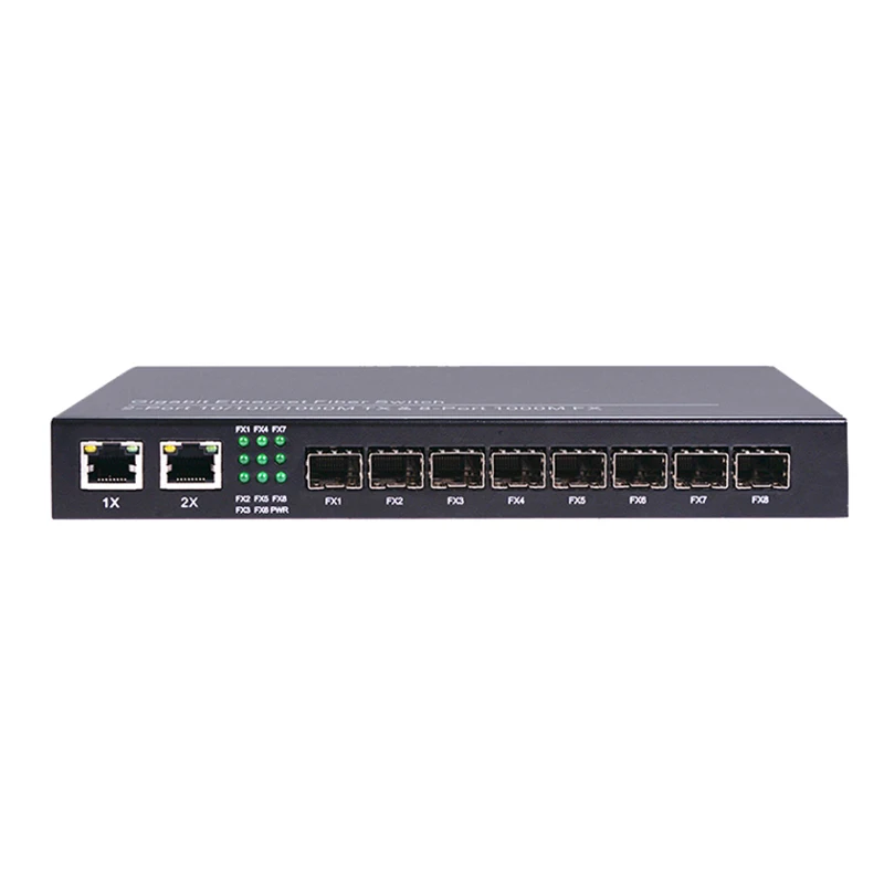 10/100/1000 м 8 sfp 2 rj45 волоконно-оптический коммутатор gigabit 8SFP 2 UTP волоконно-оптический al медиаконвертер для ip-камеры