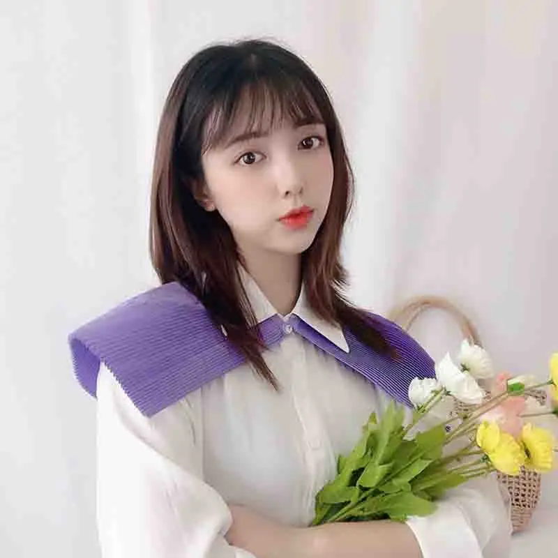 

Korean Fan-shaped Pleated Organ Shawl Wide Arc-shaped Doll Collar False Collar Decoration Versatile Breathable Cloak D23