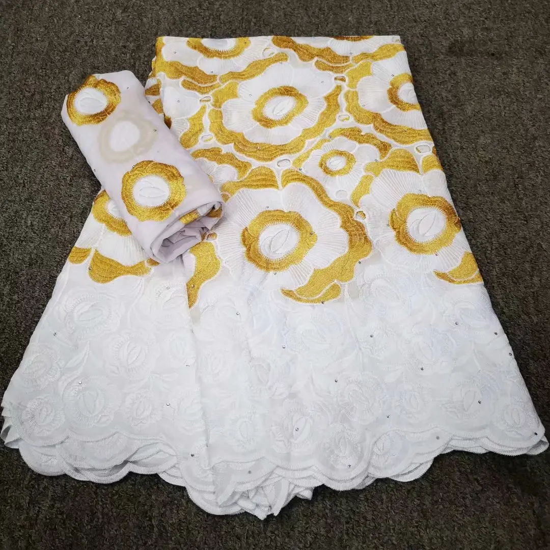 

5+2 Yards Latest Swiss Voile Lace In Switzerland 2021 New Female And Embroidered Fabric Cotton Lace Dubai Swiss Voile Lace