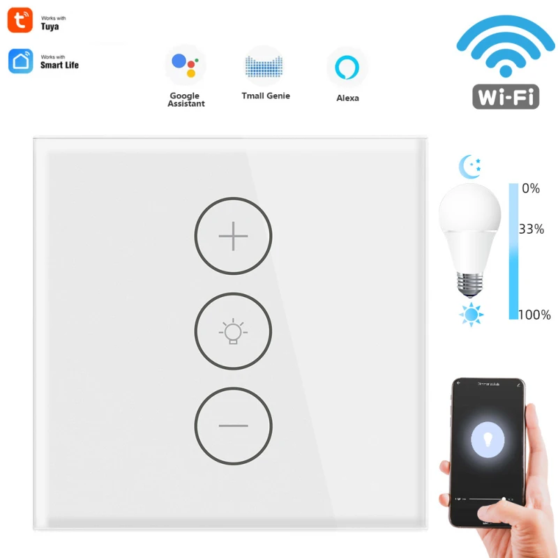 

10A Tuya Smart APP WiFi Touch Dimmer Switch LED Light Wall Wireless Remote Control AC 100V-240V Alexa Google Home Led On Off